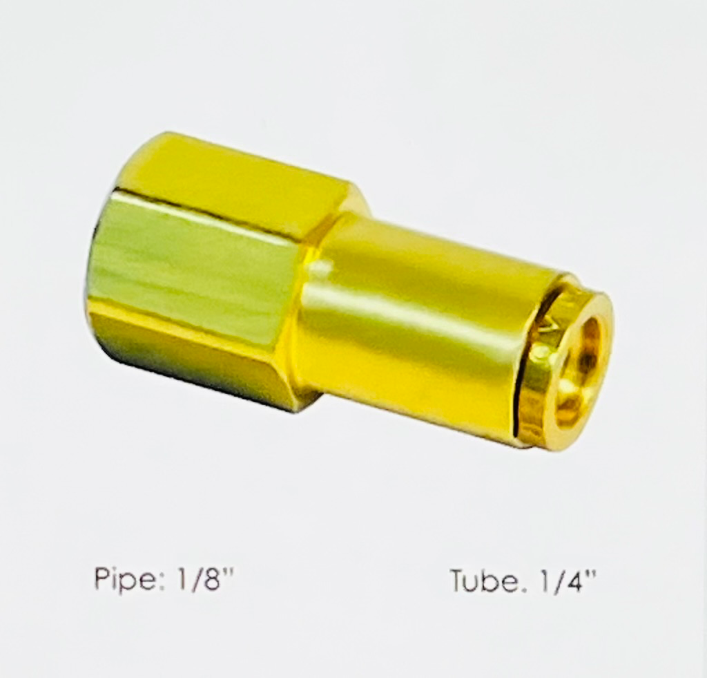 BRASS PLC FEMALE CONNECTOR 1/4 X 1/8IN.