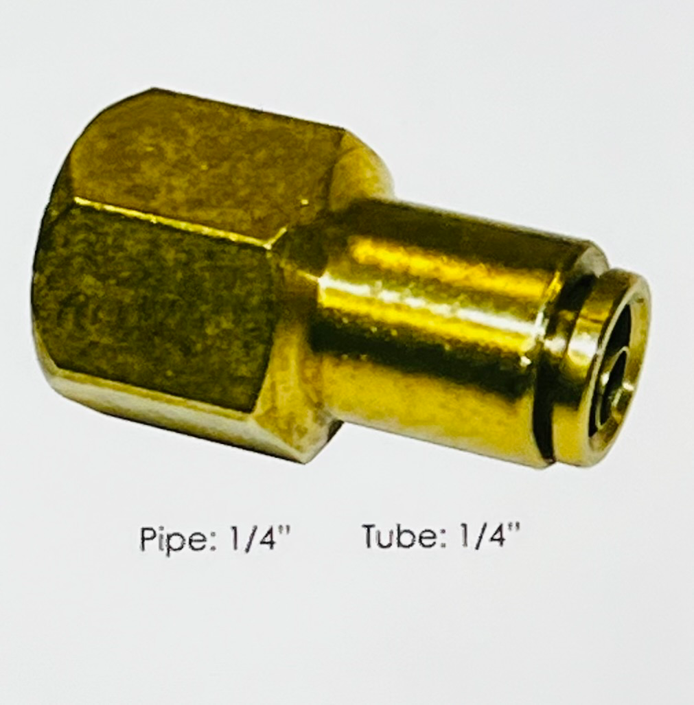 BRASS PLC FEMALE CONNECTOR 1/4 X 1/4IN.