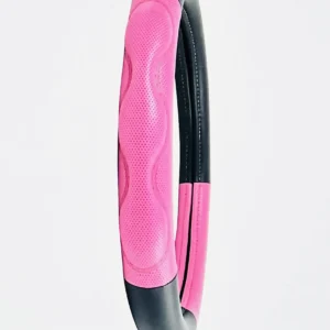 Heavy Duty 18″ Steering Wheel Cover in Deluxe+ Script Series, PINK/BLACK