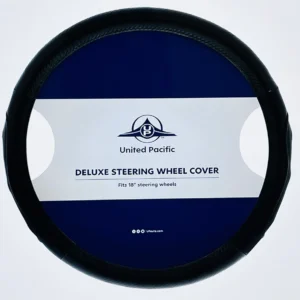 18" CARBON FIBER PATTERN STEERING WHEEL COVER - BLACK STITCHING