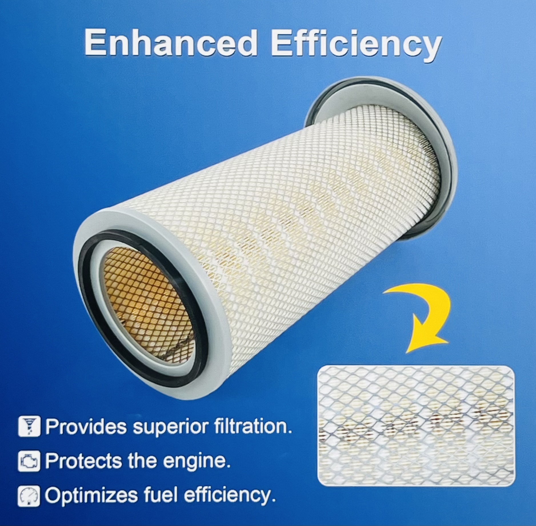 Engine Air Filter Compatible With Freightliner C120, Fl112, Fla, Flc, Fld, Fmc, Kenworth K200,T400, T409, T450, T600, T609. Replaces P153551, AF1968, PA2705. - Image 6