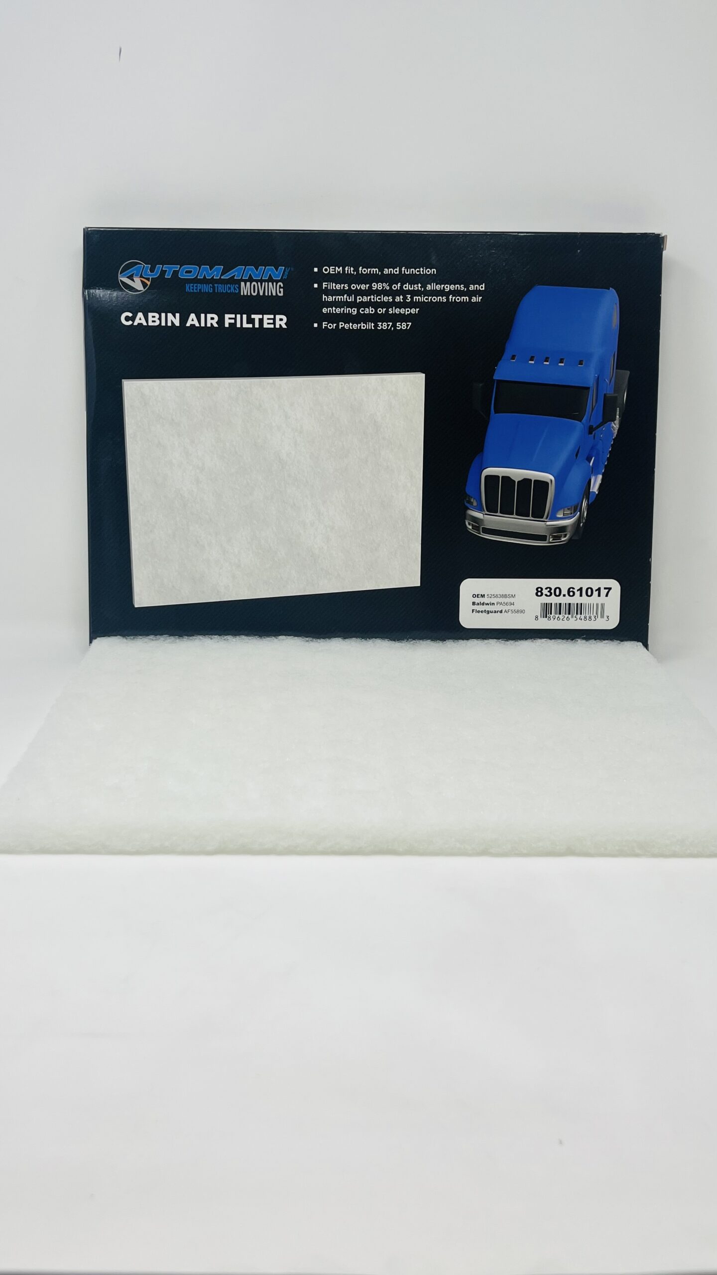 Cabin Air Filter Used In Peterbilt And Kenworth Trucks Models, Specifically The 387 And 587. Cross Reference With PA5694, 7972, 525838BSM, 3199021, 181424