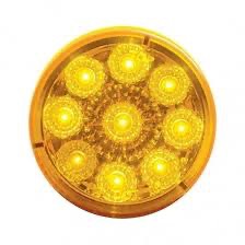 9 Led 2" Round Reflector Light (Clearance/Marker) - Amber Led/Amber Lens