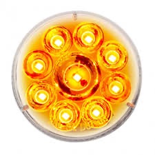 9 Led 2-1/2" Round Pure Reflector Light (Clearance/Marker) - Amber Led/Clear Lens