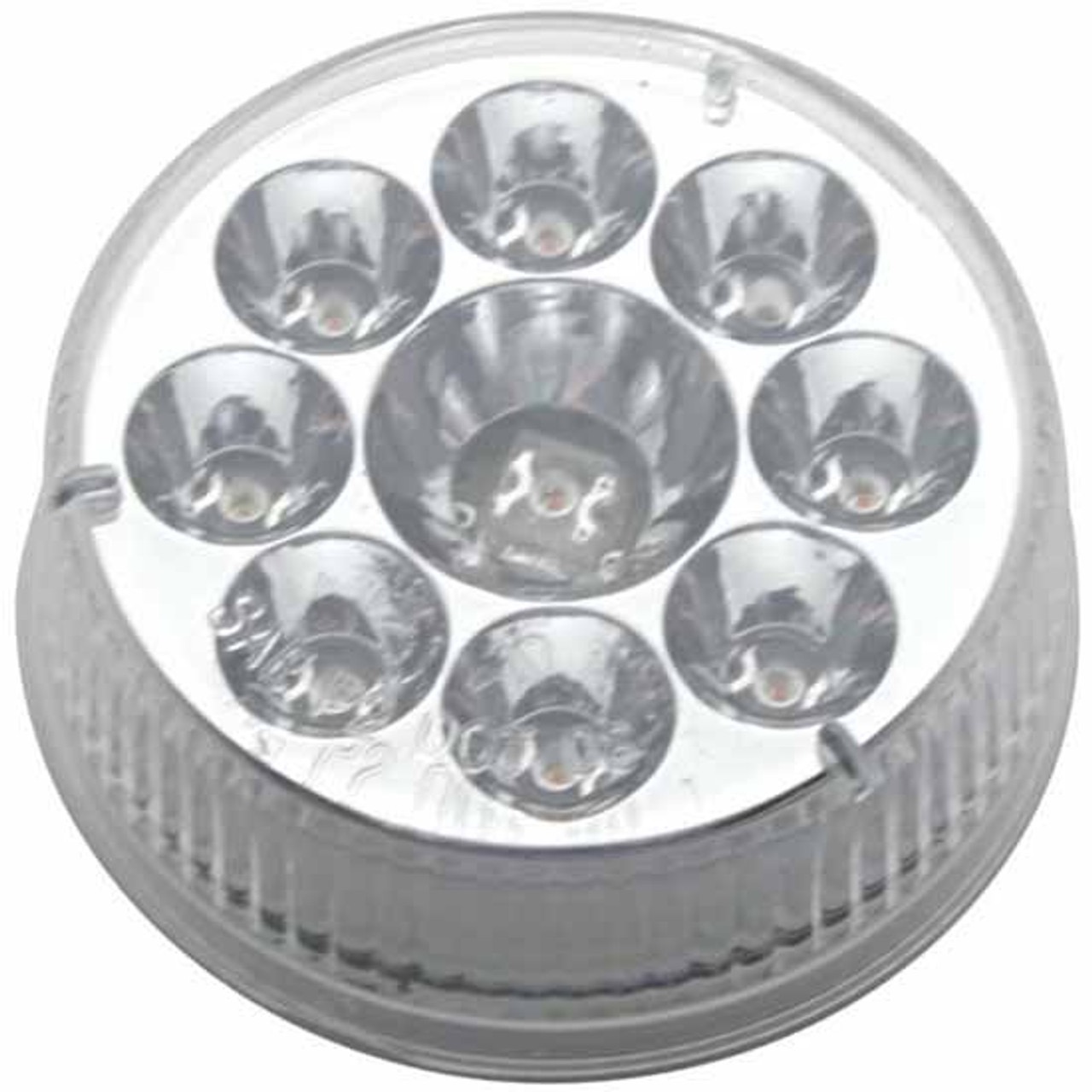 9 Led 2-1/2" Round Pure Reflector Light (Clearance/Marker) - Amber Led/Clear Lens - Image 2