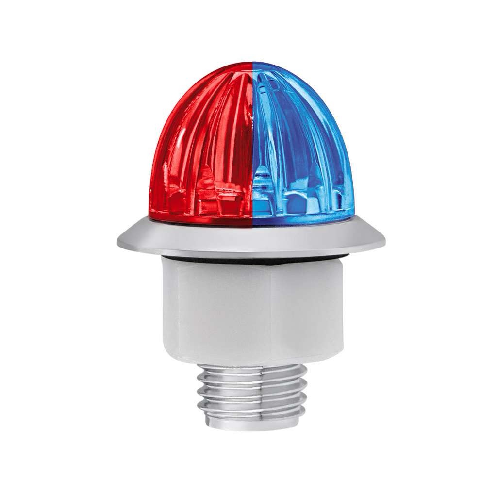 4 LED 1-1/8" WATERMELON DOUBLE FURY LIGHT WITH CLEAR LENS (CLEARANCE/MARKER) - RED & BLUE LED