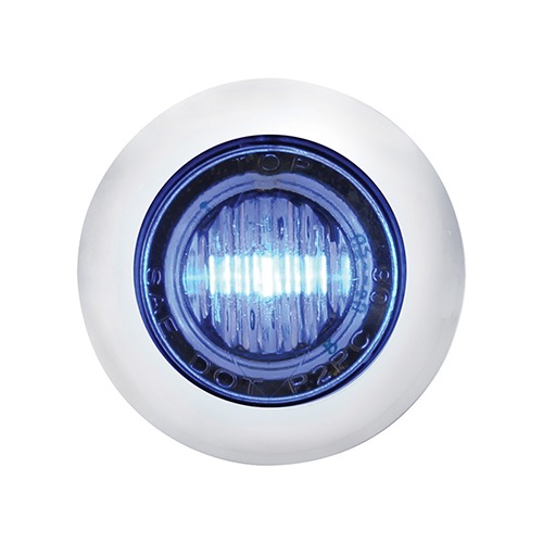 3 Led 3/4" Mini Light With Bezel (Clearance/Marker) - Blue Led/Clear Lens