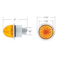2 Led Dual Function 1-1/8" Watermelon Light (Clearance/Marker) - Amber Led/Amber Lens - Image 6
