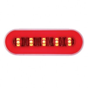 22 Led 6" Oval Glolight With Divider Bar Inner Design (Stop, Turn & Tail) - Red Led/Red Insert
