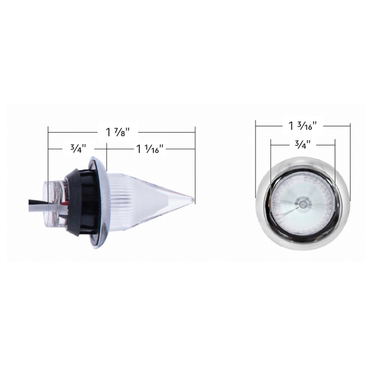 4 Led Dual Function 3/4" Mini Spike Light With Ss Bezel (Clearance/Marker) - Red Led/Clear Lens - Image 6