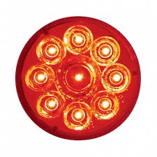 10 Led 2-1/2" Round Pure Reflector Light (Clearance/Marker) - Red Led/Red Lens